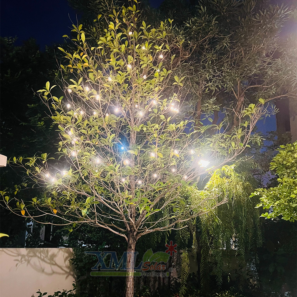 ไฟกระพริบโซล่าเซลล์ หลอดไส้ทรงกลม 25 ลูก (เเสง : เหลืองวอมไวท์)