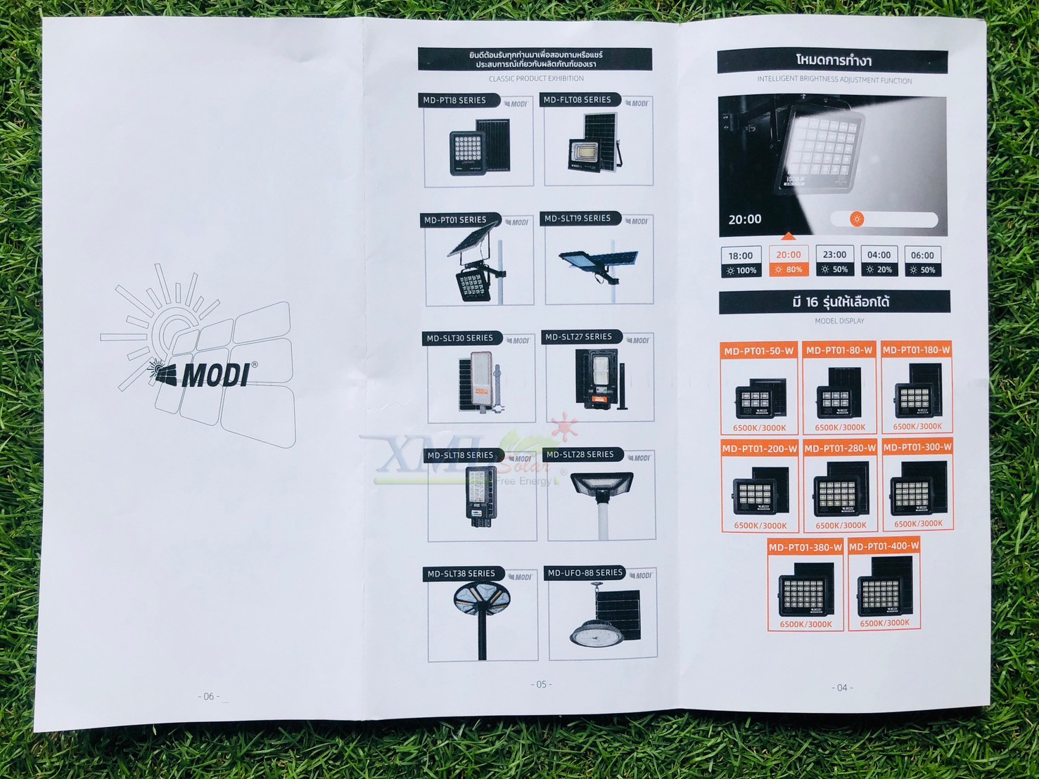ไฟสปอตไลท์โซล่าเซลล์ 280W / 380W รุ่น MD-PT01 (เเสง : ขาว)