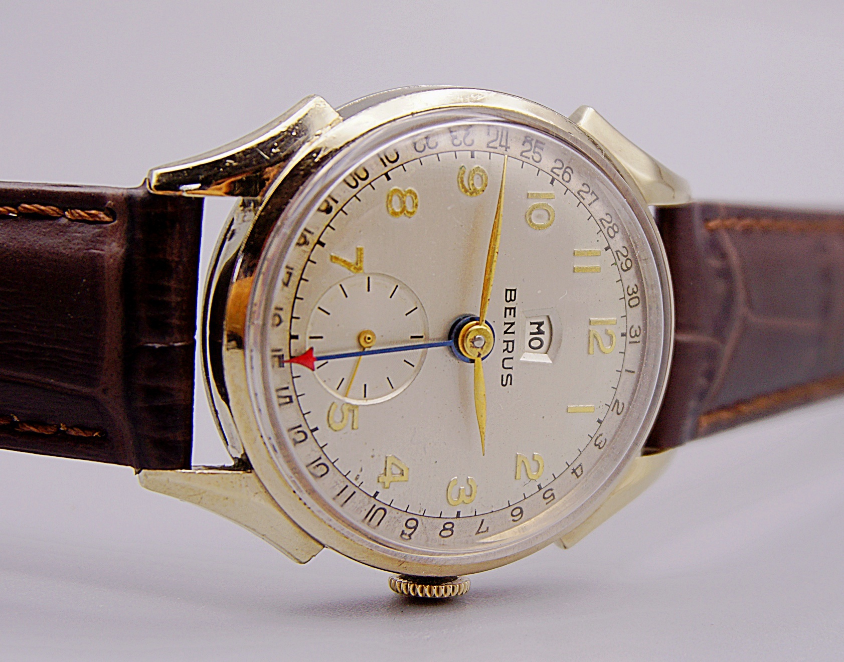 นาฬิกาเก่า BENRUS POINTER DATE ไขลาน