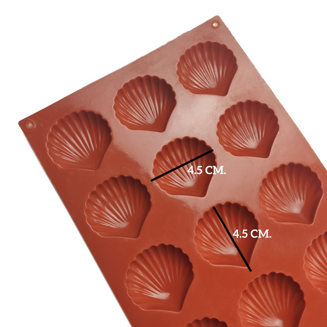 แม่พิมพ์ซิลิโคน พิมพ์สบู่ พิมพ์วุ้น พิมพ์ขนม รูปเปลือกหอย 15 ช่อง (น้ำหนักสบู่ 15 กรัม)
