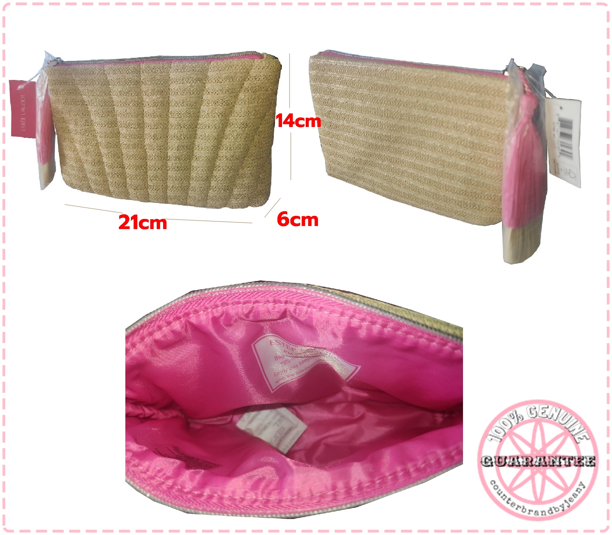 ESTEE LADUER Woven Pouch with Fuchsia Tassel (พร้อมส่ง)