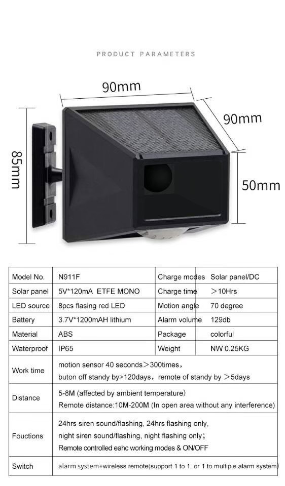 สัญญาณกันขโมย (Alarm) โซล่าเซลล์ รุ่นใหม่ + Remote