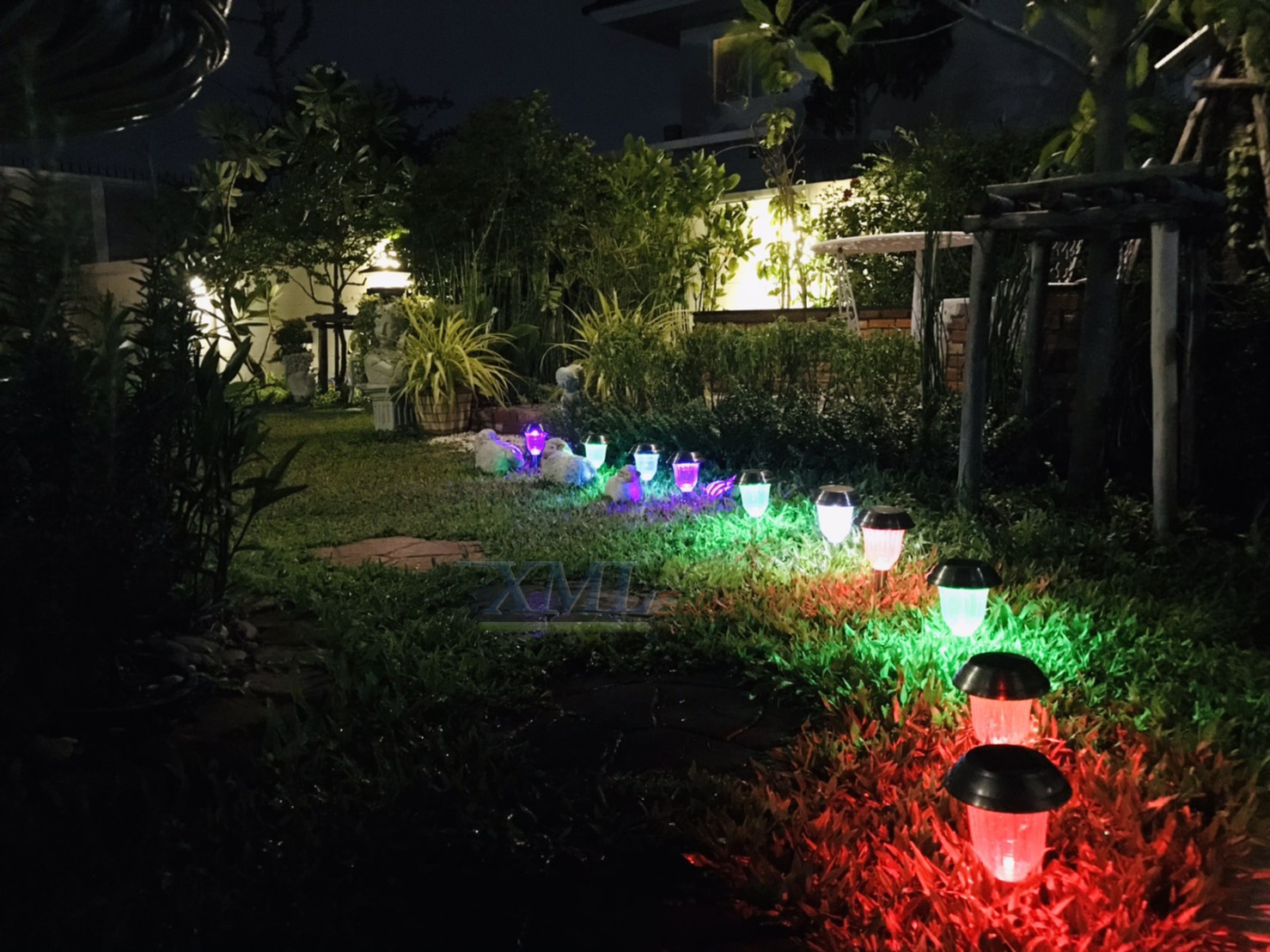 ไฟปักสนามโซล่าเซลล์ 1 LED เเสง ขาว + หลากสี ( 2 in 1 ) 1 แถม 5
