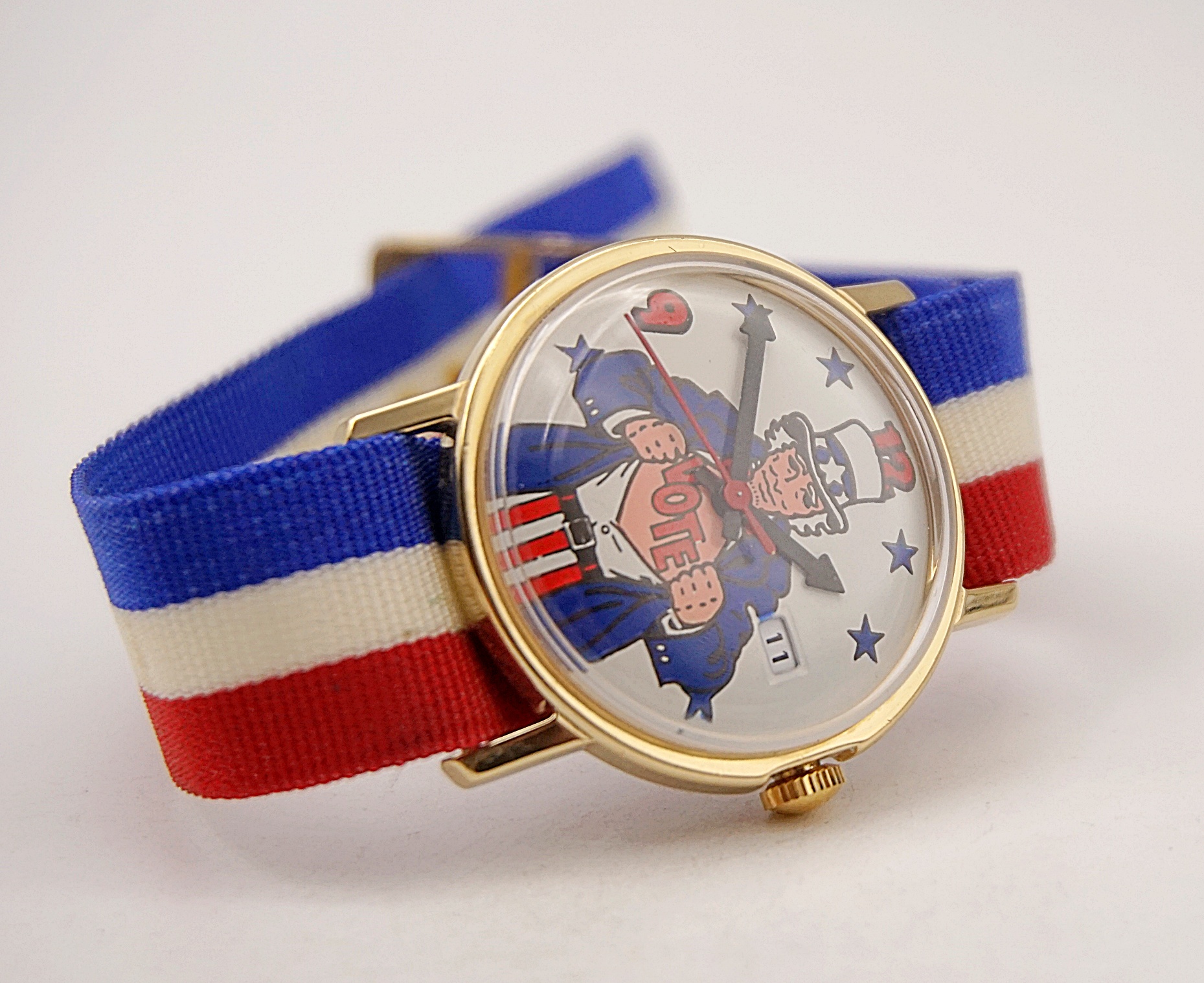 นาฬิกาเก่า TIMEX Uncle Sam Vote ไขลาน