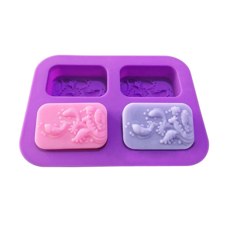 โมล(Mold) แม่พิมพ์ซิลิโคน ทำวุ้น ขนม สบู่ งานdiy รูปปลา 4 ช่อง (80 G.)