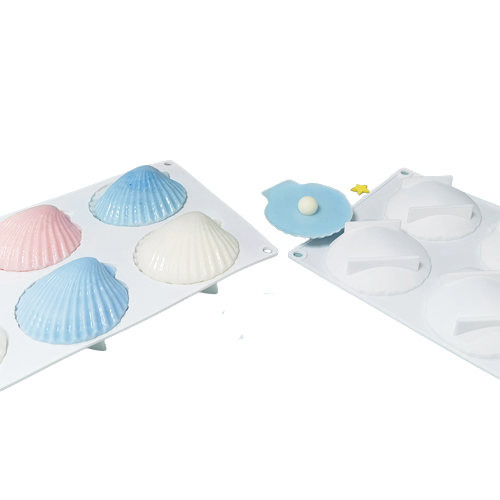 แม่พิมพ์ซิลิโคน พิมพ์สบู่ พิมพ์วุ้น พิมพ์ขนม รูปเปลือกหอย 6 ช่อง (60 G.)(พิมพ์สีขาว)