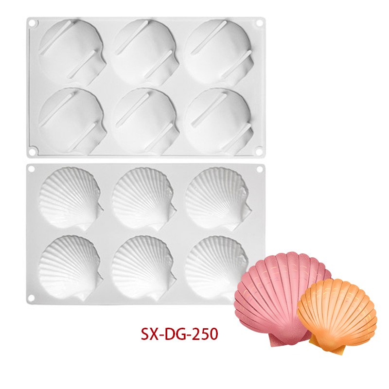แม่พิมพ์ซิลิโคน พิมพ์สบู่ พิมพ์วุ้น พิมพ์ขนม รูปเปลือกหอย 6 ช่อง (60 G.)(พิมพ์สีขาว)