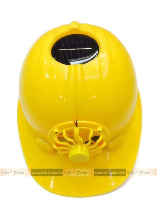 หมวกเซฟตี้ + พัดลมโซล่าเซลล์ (สีเหลือง)