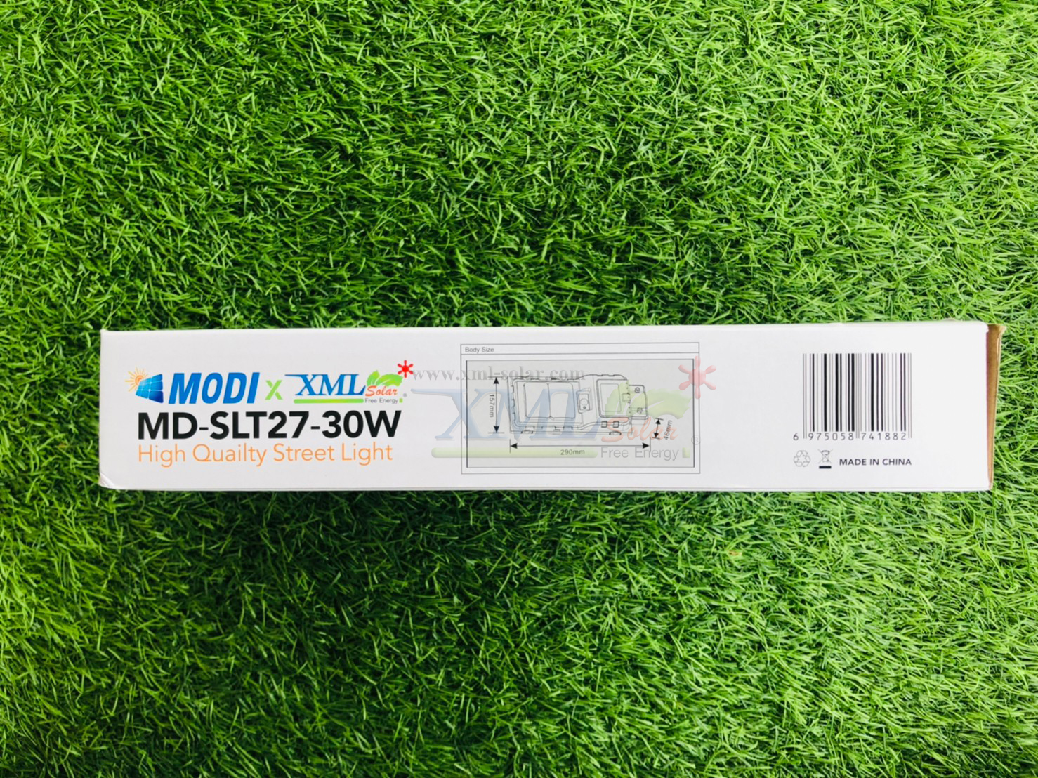 ไฟถนนโซล่าเซลล์ รุ่น MD-SLT27-30W (ขาเหล็ก)(ระบบสว่างค้าง) ของแท้ แบรนด์ MODI XMLSOLAR
