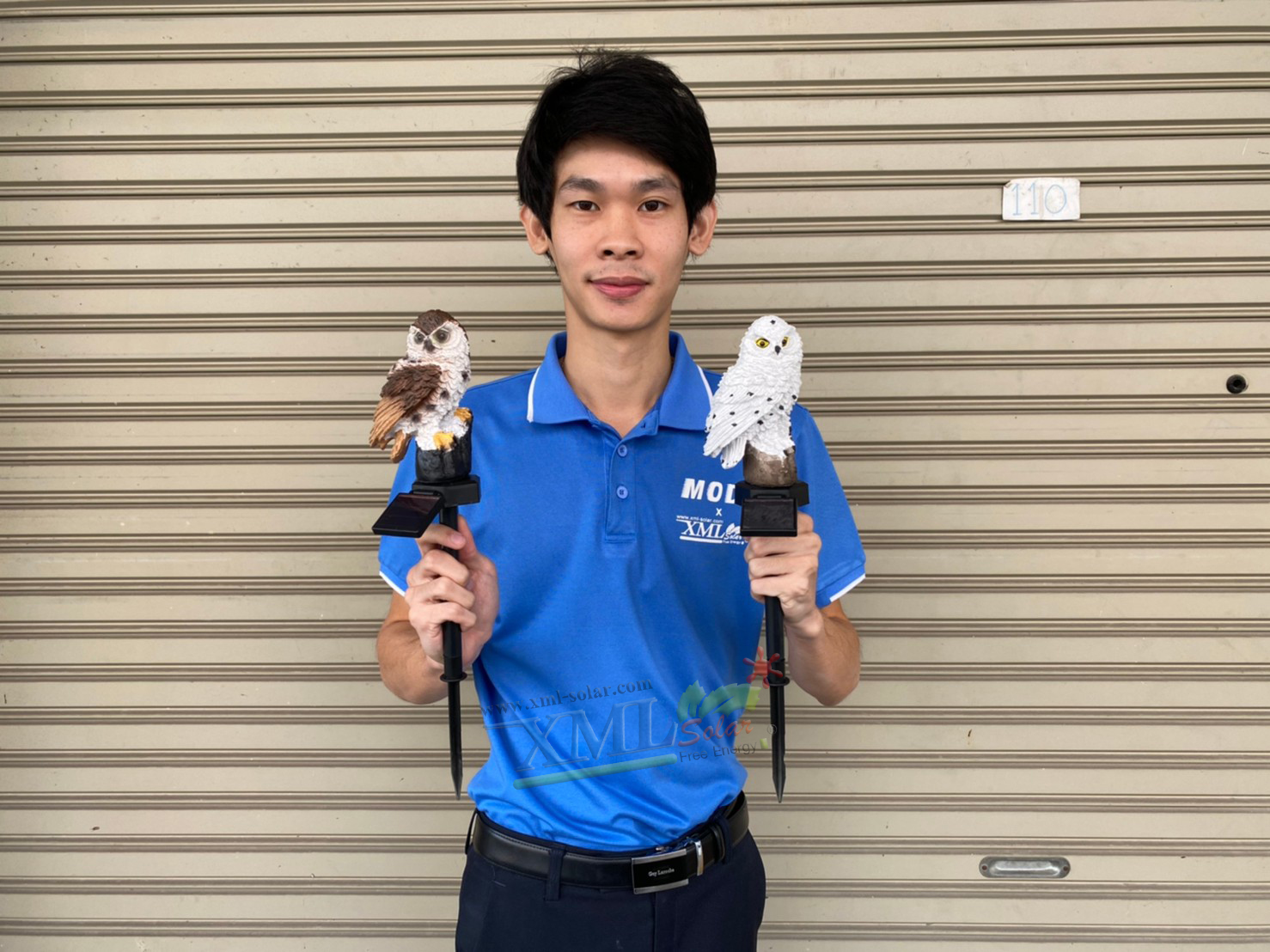 ไฟตุ๊กตาโซล่าเซลล์ ประดับสวน นกฮูก 1 LED (แสง : เหลืองวอมไวท์) 1 แถม 1