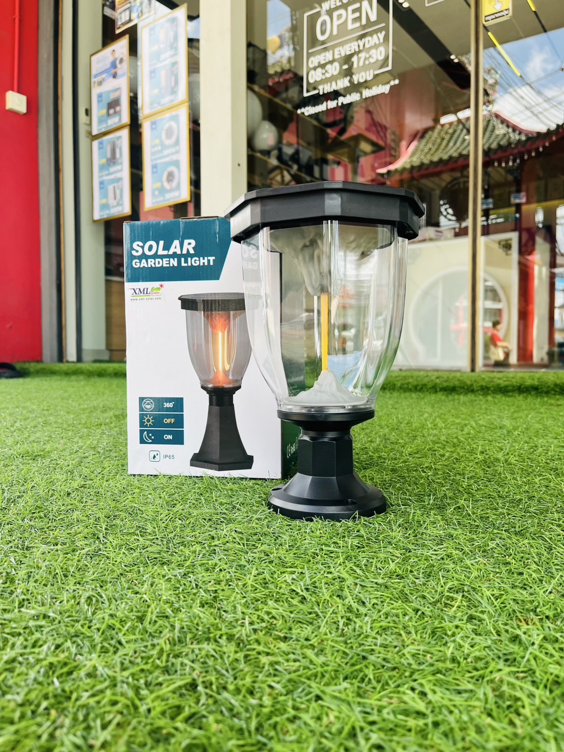 โคมไฟหัวเสาโซล่าเซลล์ LSXML-211 รุ่นภูเขาไฟ (แสง : เหลืองวอมไวท์)