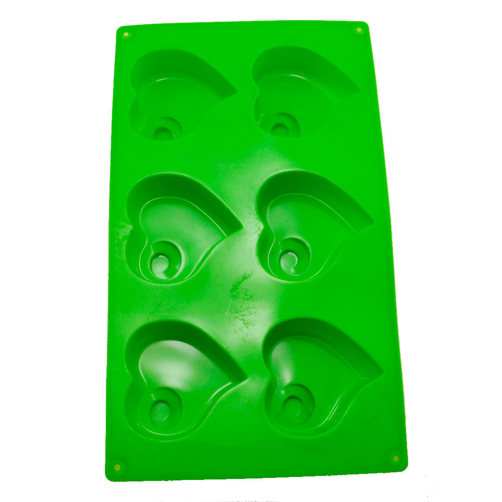 โมล(mold) แม่พิมพ์ซิลิโคน ทำวุ้น ขนม สบู่ งานdiy รูปหัวใจ 6 ช่อง (น้ำหนักสบู่ : 90 G.)