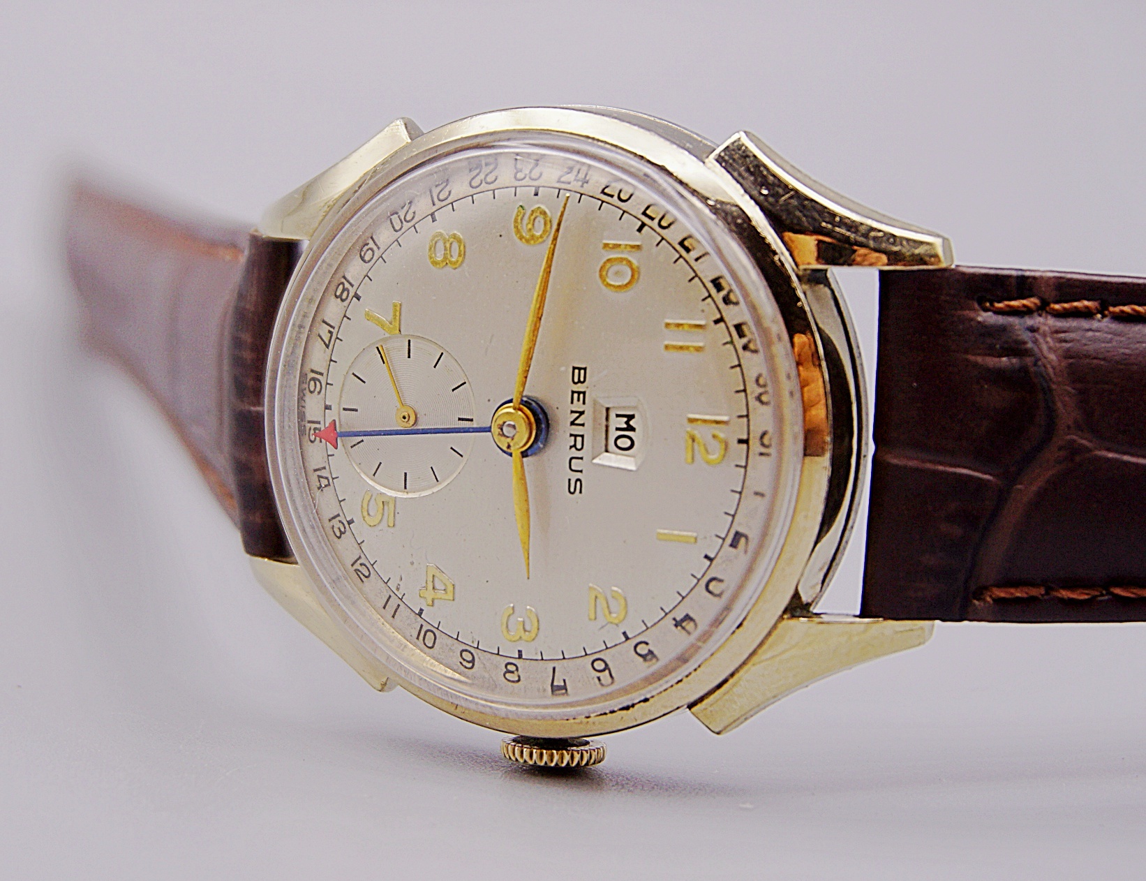 นาฬิกาเก่า BENRUS POINTER DATE ไขลาน