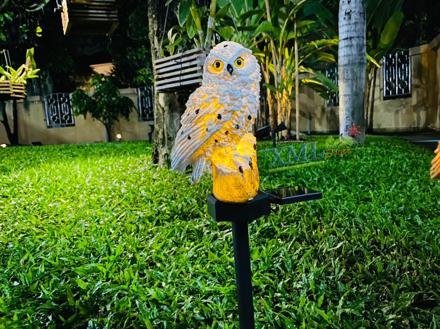 ไฟตุ๊กตาโซล่าเซลล์ ประดับสวน นกฮูก 1 LED (แสง : เหลืองวอมไวท์) 1 แถม 1