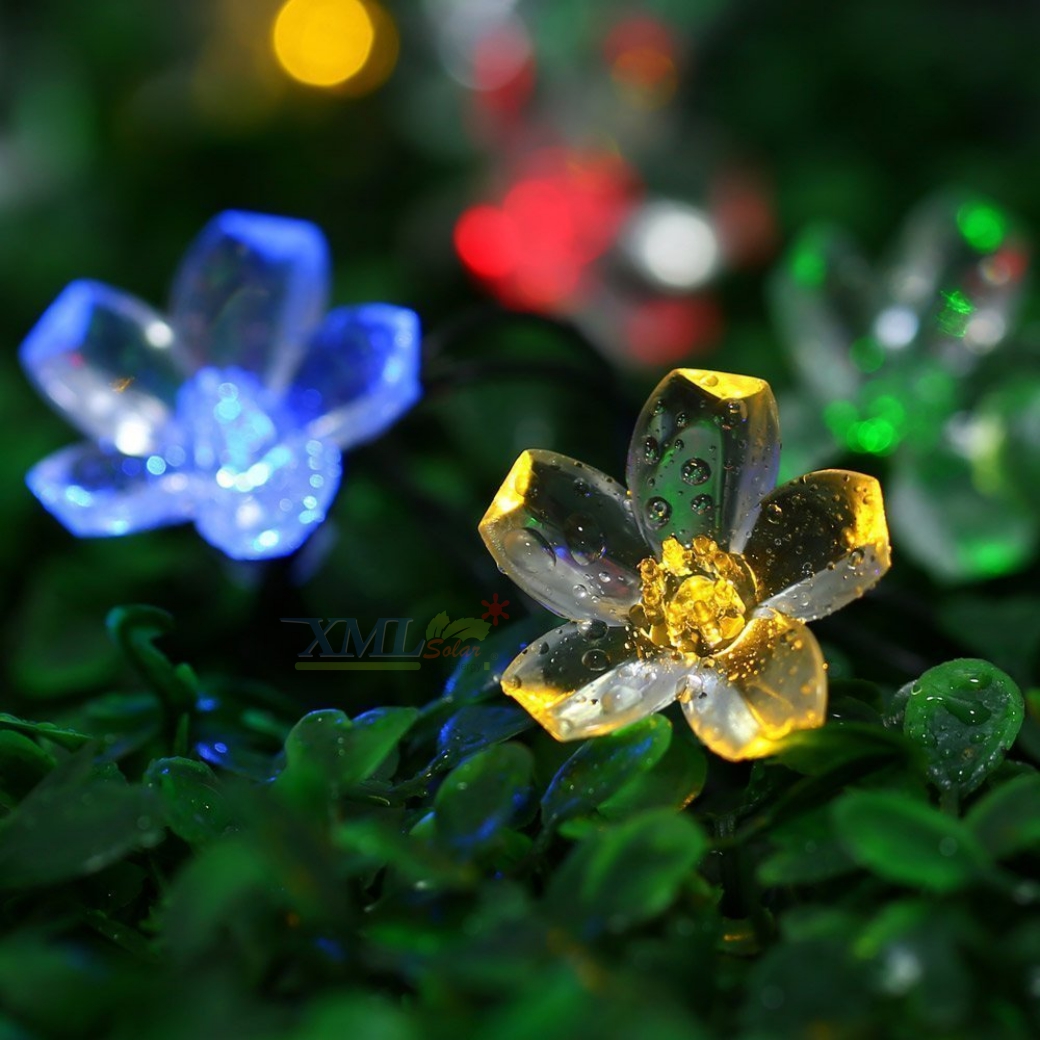 ไฟกระพริบโซล่าเซลล์ รูป ดอกไม้ 50 ดอก (เเสง : ผสม 4 สี)