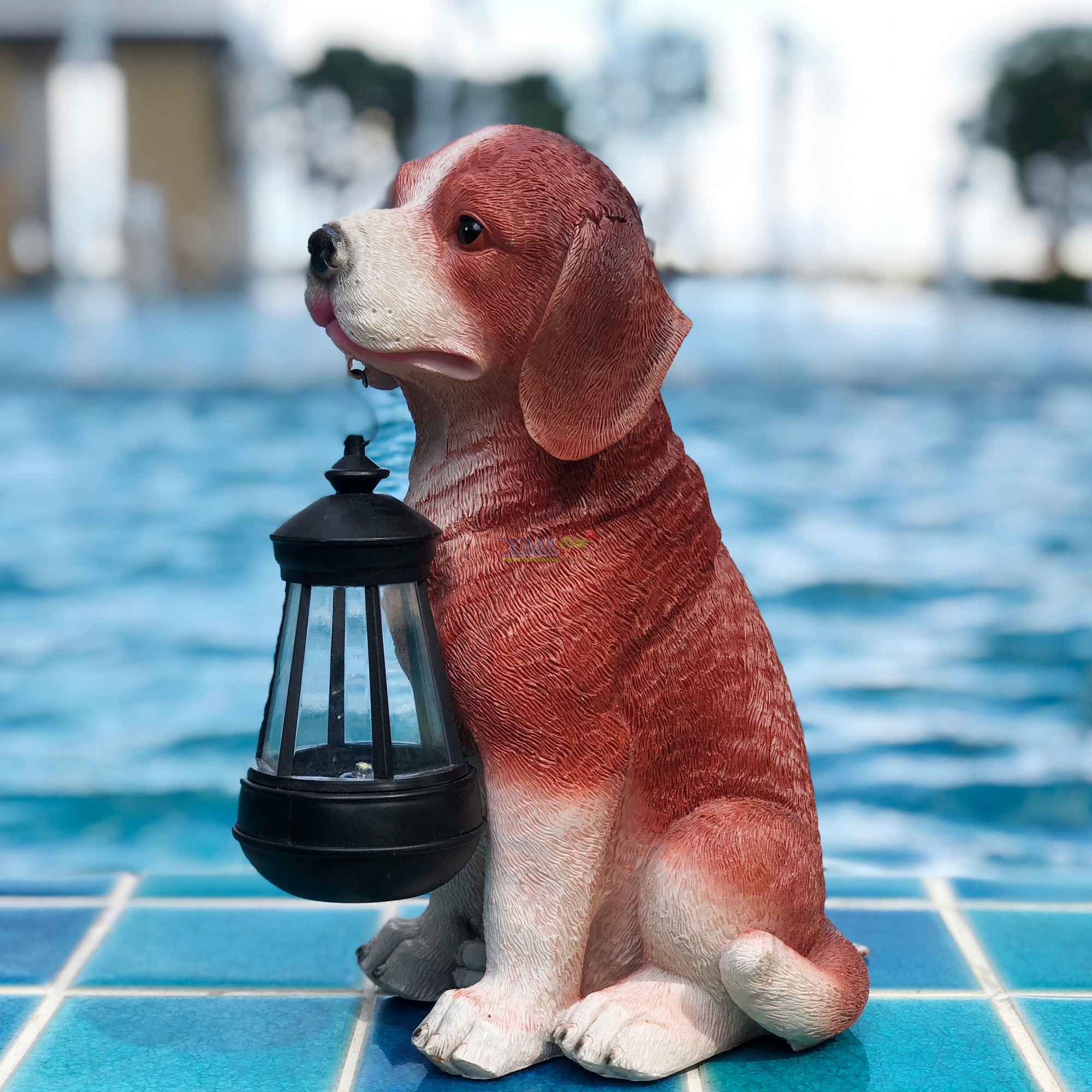 ไฟตุ๊กตาโซล่าเซลล์ ประดับสวน Red Brown Beagle 1 LED (แสง : เหลืองวอมไวท์)