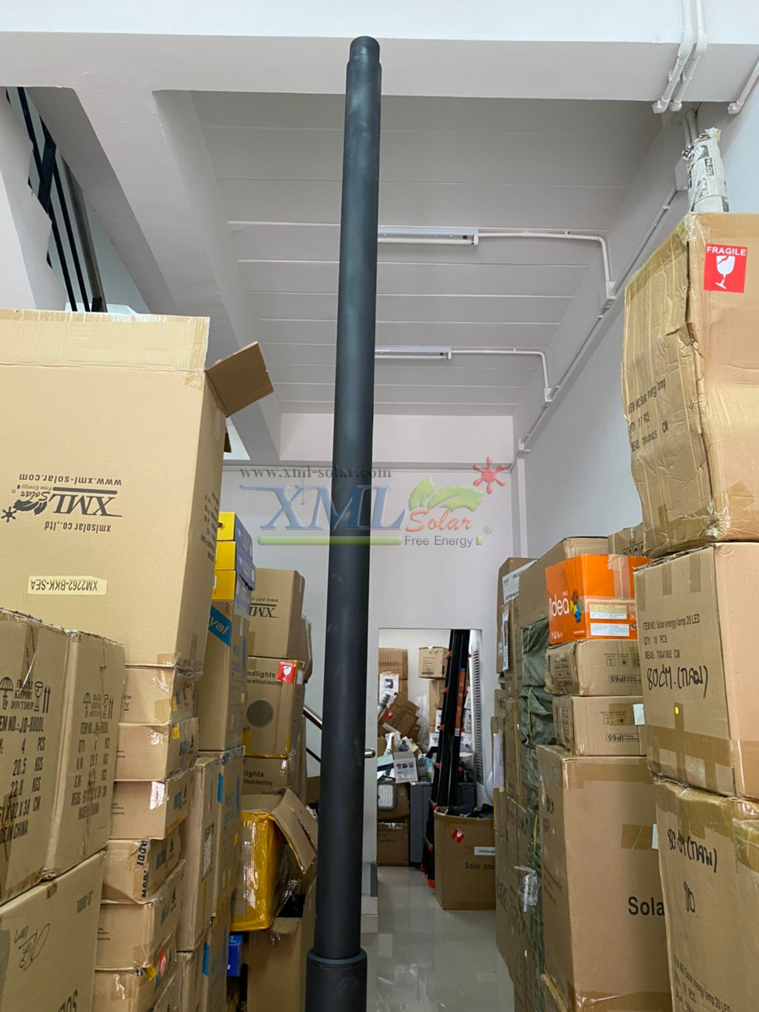 เสาไฟสนาม เหล็กทาสีดำด้าน สูง 3 เมตร (ปลาย 3 นิ้ว)