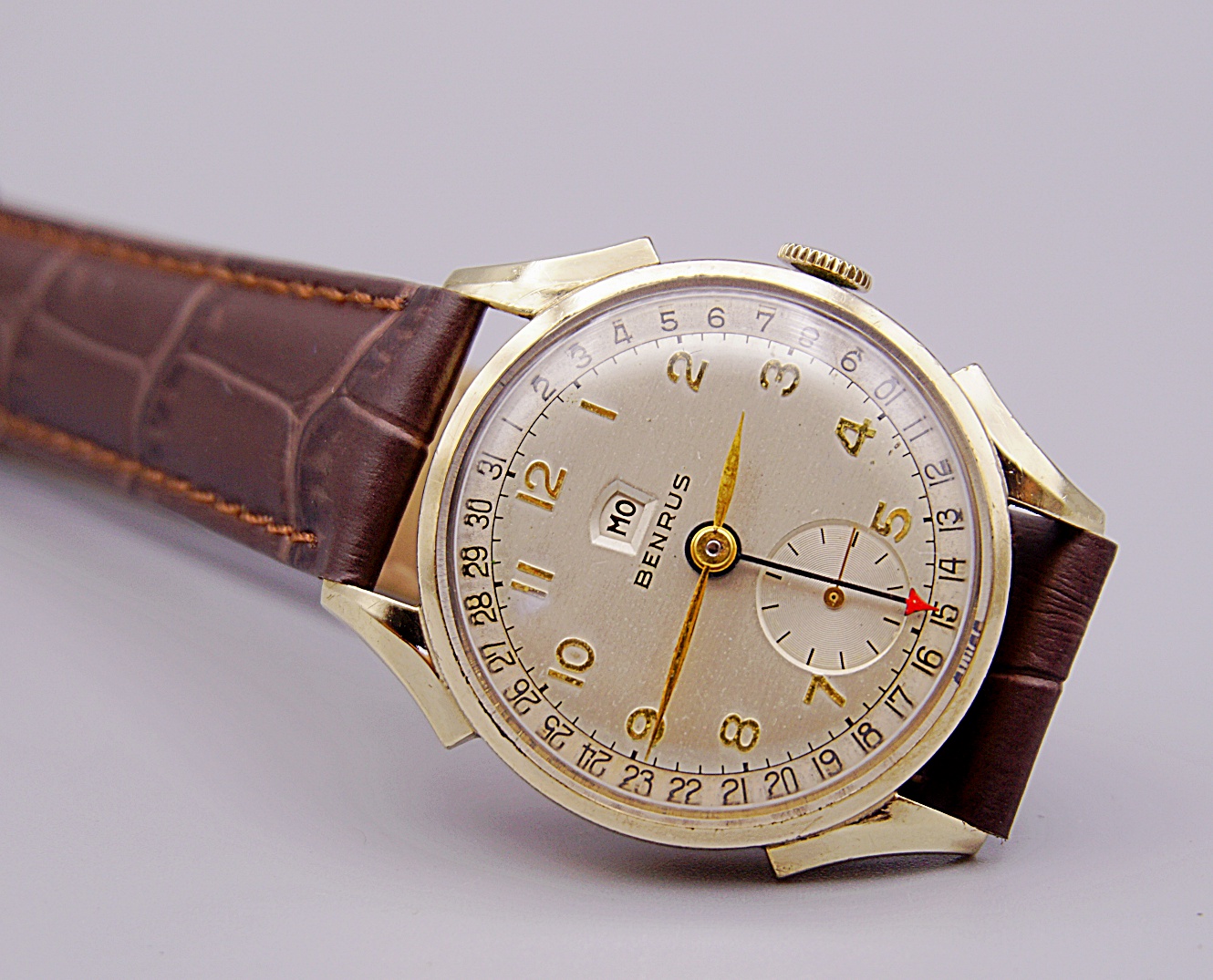 นาฬิกาเก่า BENRUS POINTER DATE ไขลาน