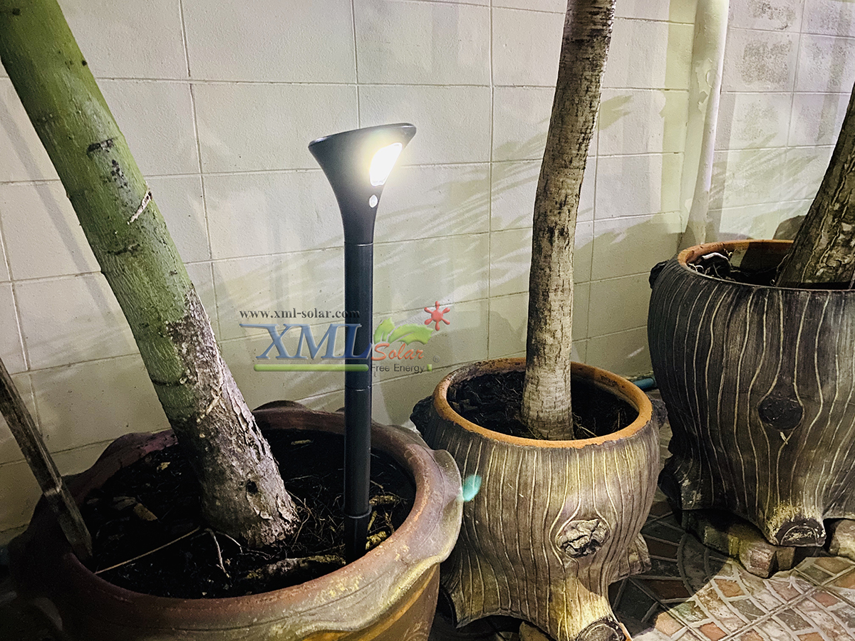 ไฟปักสนามโซล่าเซลล์ ทรงไม้เท้า + Motion sensor (เเสง : ขาว)(1 แถม 1)