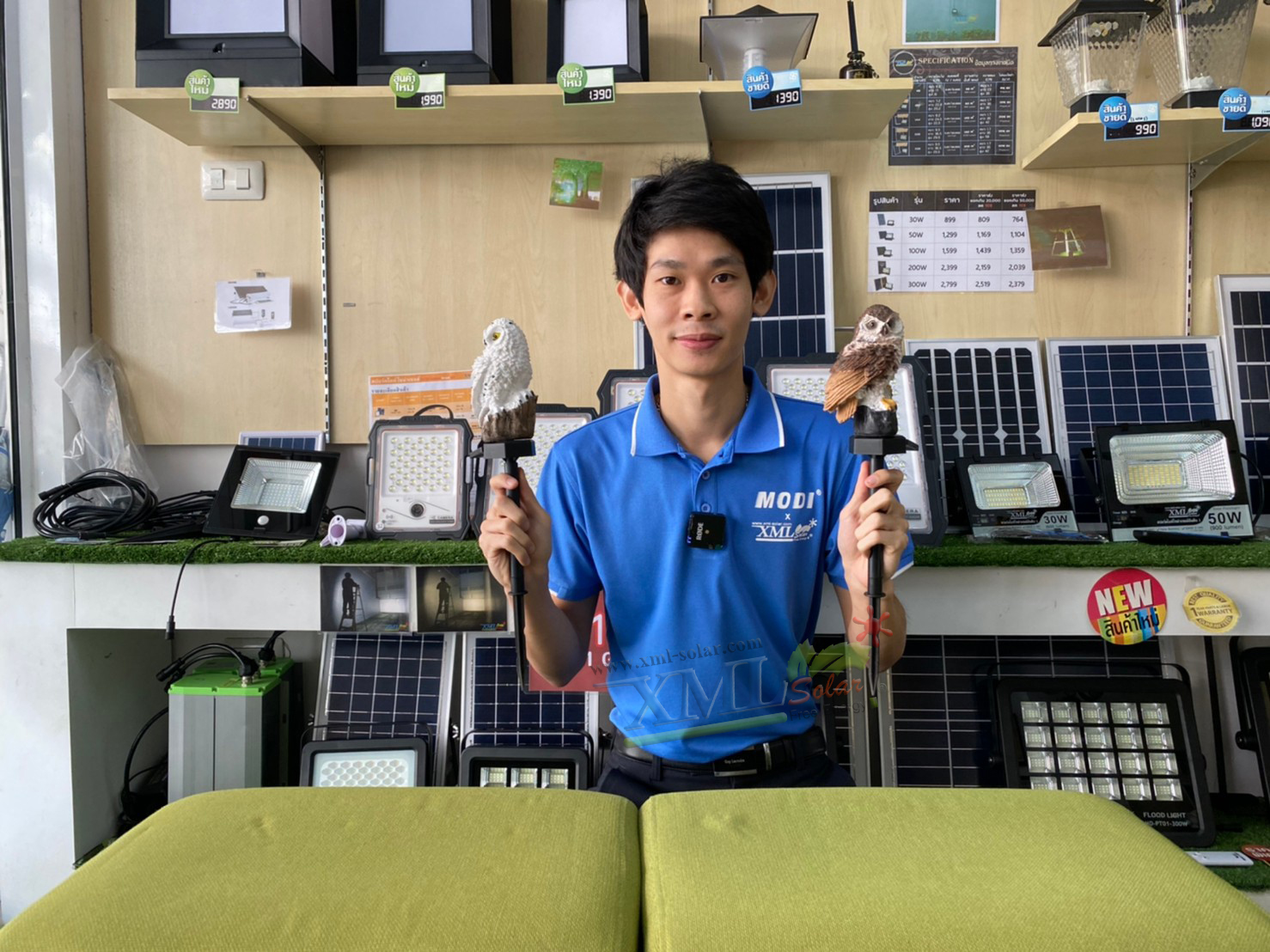 ไฟตุ๊กตาโซล่าเซลล์ ประดับสวน นกฮูก 1 LED (แสง : เหลืองวอมไวท์) 1 แถม 1