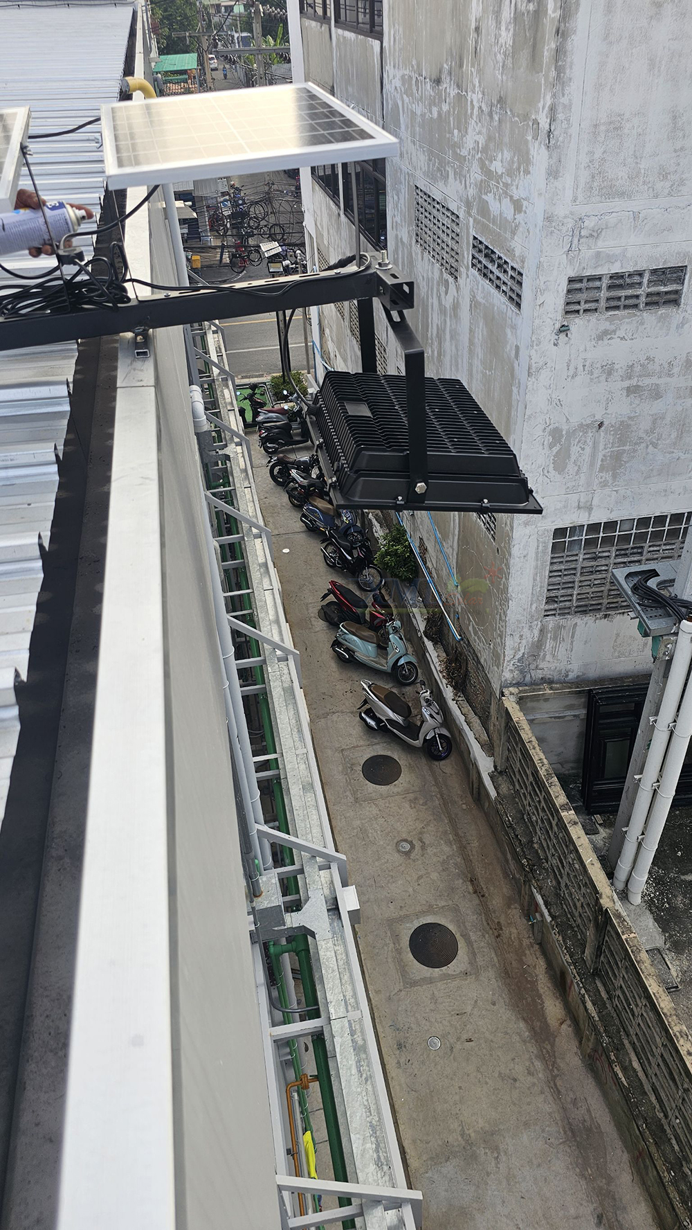 ไฟสปอตไลท์โซล่าเซลล์ 1000 Watt กล่องสีน้ำตาล (เปิดได้ 3 แสง)