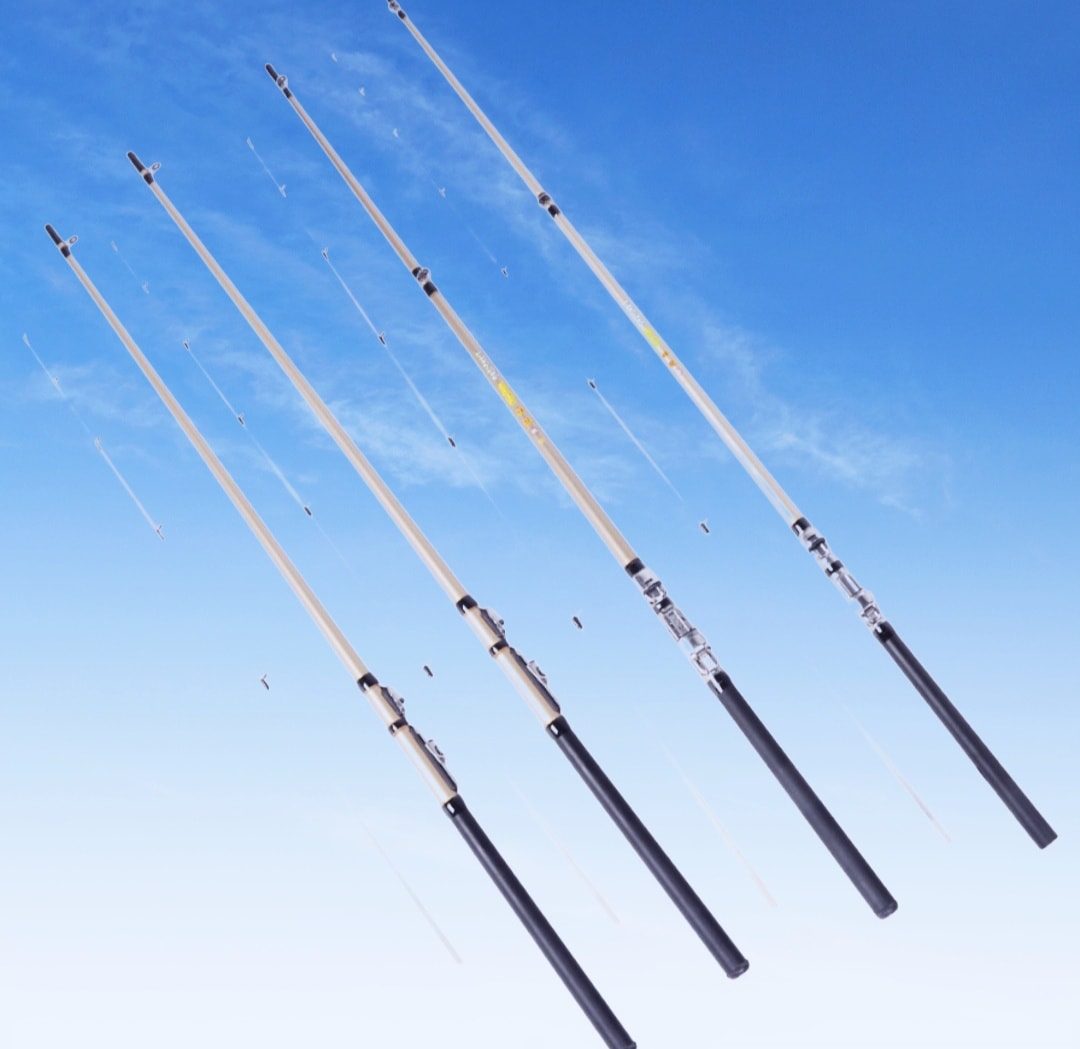 คันเบ็ดตกปลา ตกกุ้ง แบบ 2 ท่อน ปลายไฟเบอร์ สีสะท้อนแสง