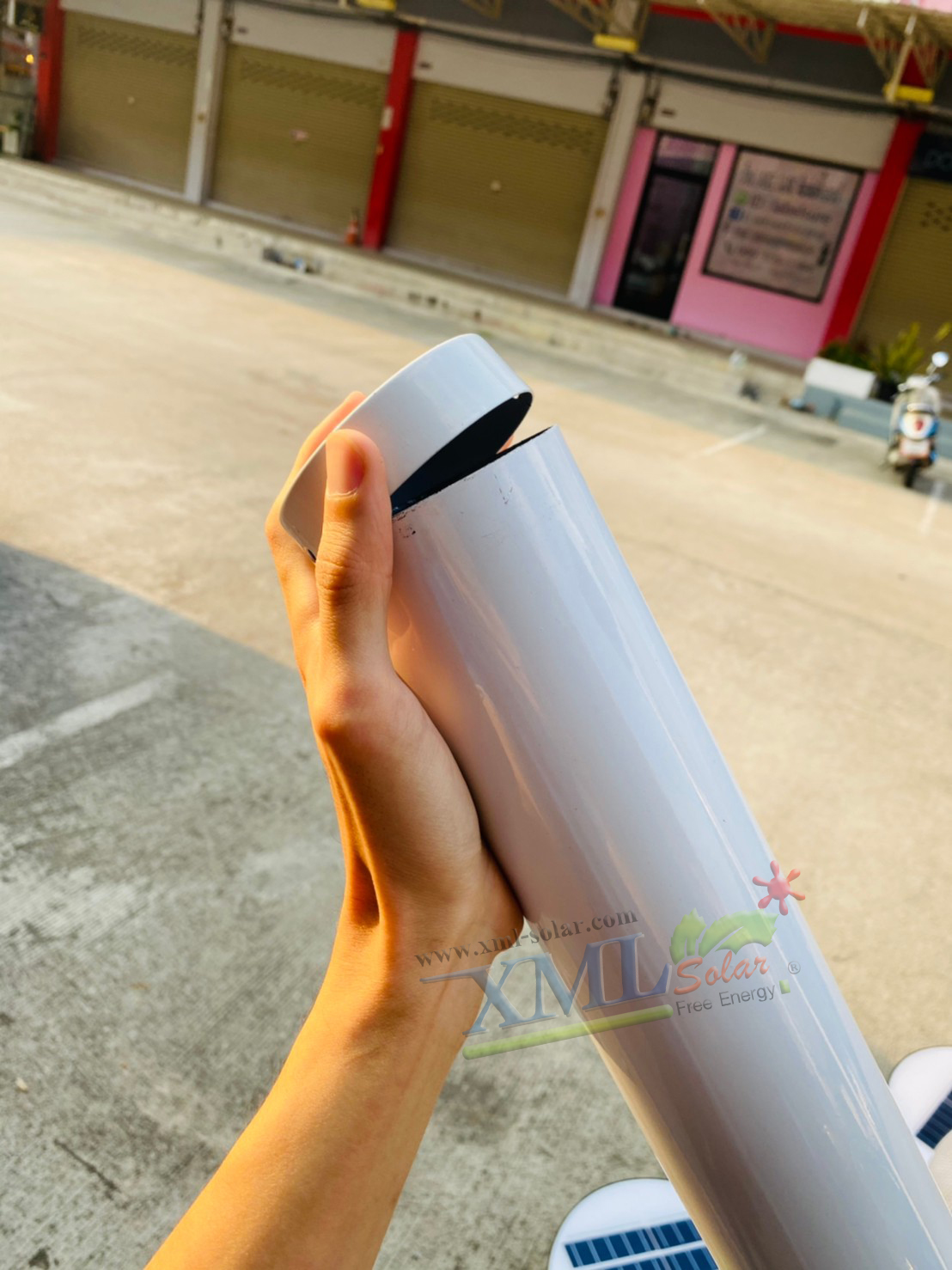 เสาไฟสนาม เหล็กพ่นสีขาว สูง 4 เมตร (ปลาย 3 นิ้ว)