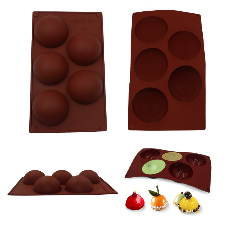 โมล(Mold) แม่พิมพ์ซิลิโคน ทำวุ้น ขนม สบู่ งานdiy รูปครึ่งวงกลม 5 ช่อง (เส้นผ่าศูนย์กลาง 8 ซม.) (90 G.)