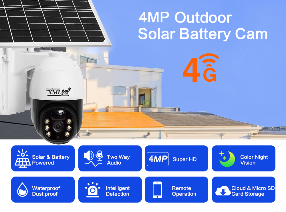 กล้องวงจรปิดโซล่าเซลล์ 4MP EseeCloud (4G) Solar CCTV Camera With 4G รุ่น SCG401P10