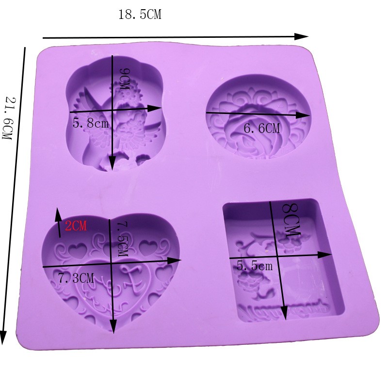 แม่พิมพ์ซิลิโคน พิมพ์สบู่ พิมพ์วุ้น พิมพ์ขนม รูปแองเจิล ความรัก 4 ช่อง (น้ำหนักสบู่ : 70-100 G)