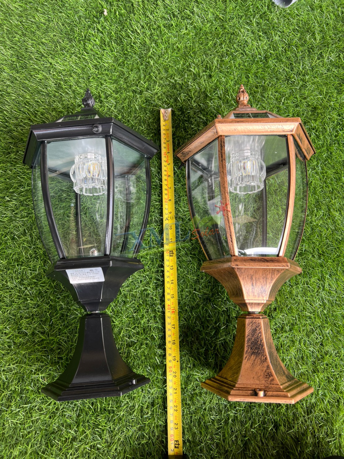 หัวเสาทรงยุโรป ไซต์ใหญ่ (สีทอง) เปิดได้ 2 แสง