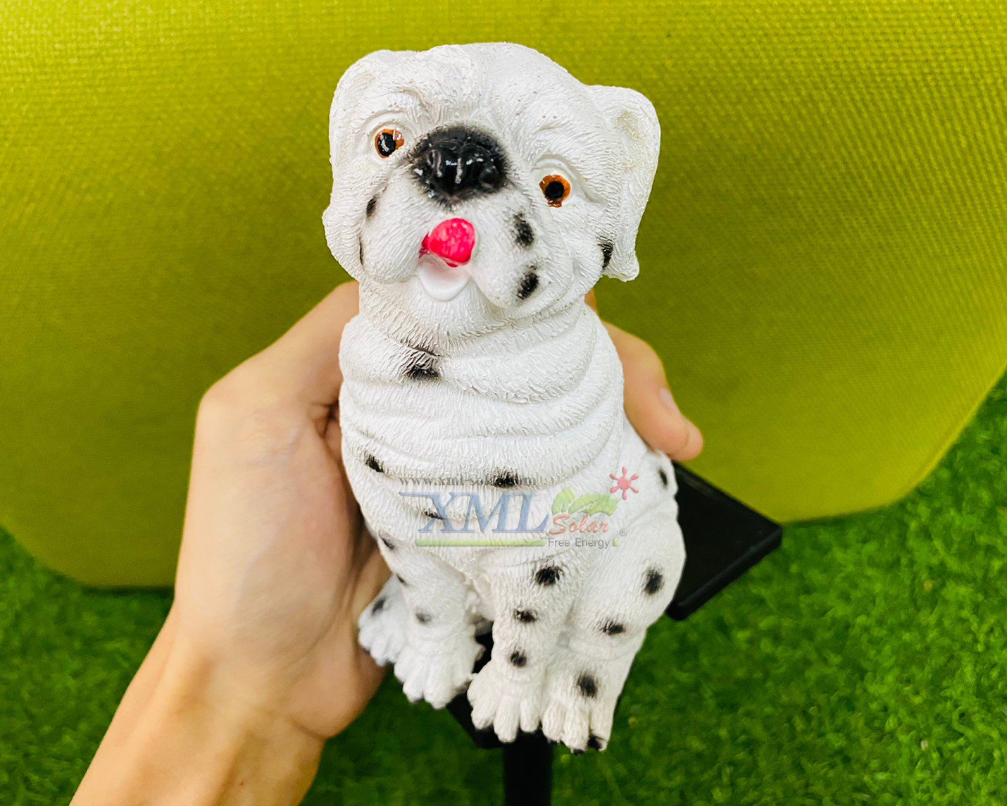 ไฟปักสนามโซล่าเซลล์ น้องหมา 1 LED (แสง : เหลืองวอมไวท์) 1 แถม 1