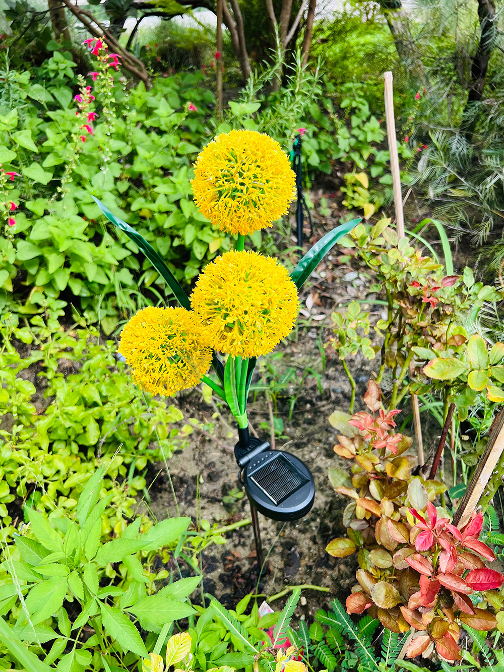 ไฟปักสนามโซล่าเซลล์ ทรงดอกไม้กลม (แสง : หลากสี)(1 แถม 1)