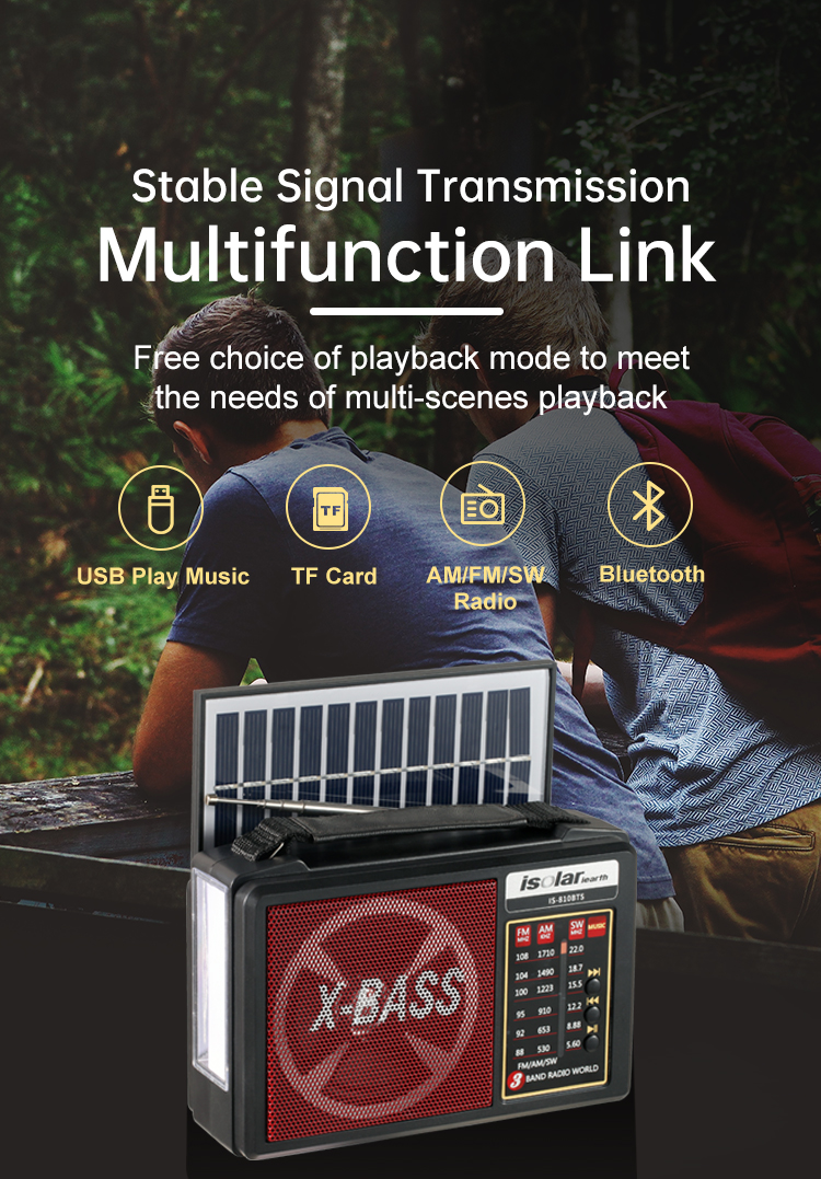 วิทยุโซล่าเซลล์ พร้อมลำโพง มี FM & MP3 ขนาดพกพา (สีแดง)