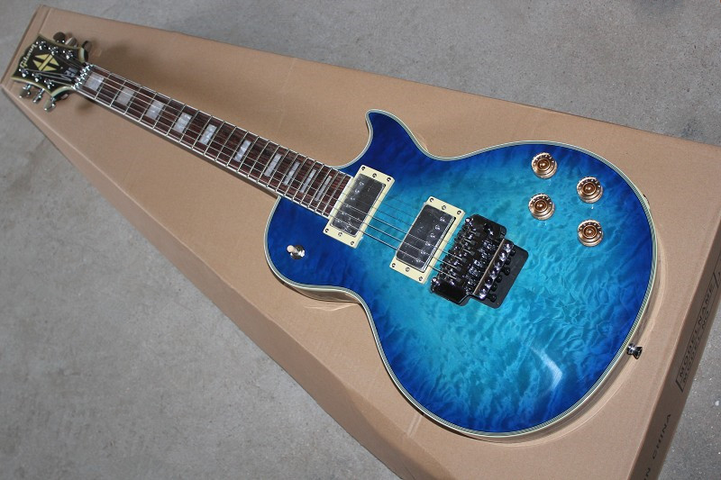 GibsonStyle LP Custom Blue Burst Quiled Maple Top