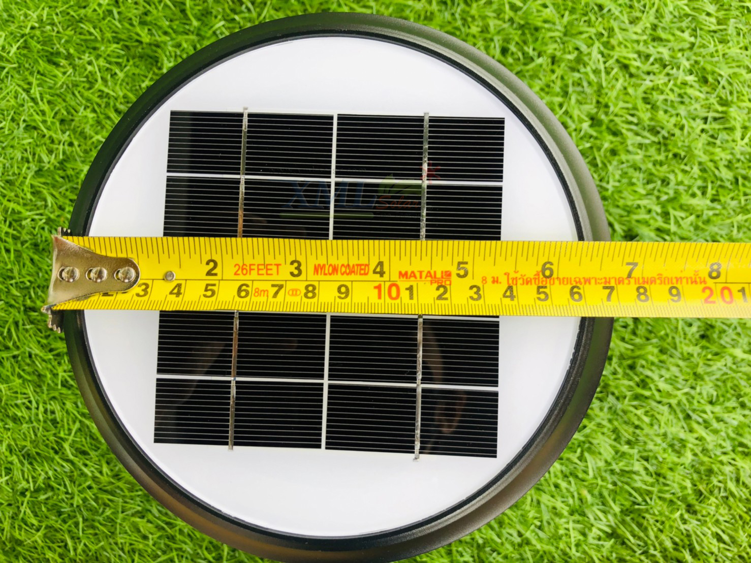 โคมไฟหัวเสาโซล่าเซลล์ ทรงกรวย (แสง : เหลืองวอมไวท์)