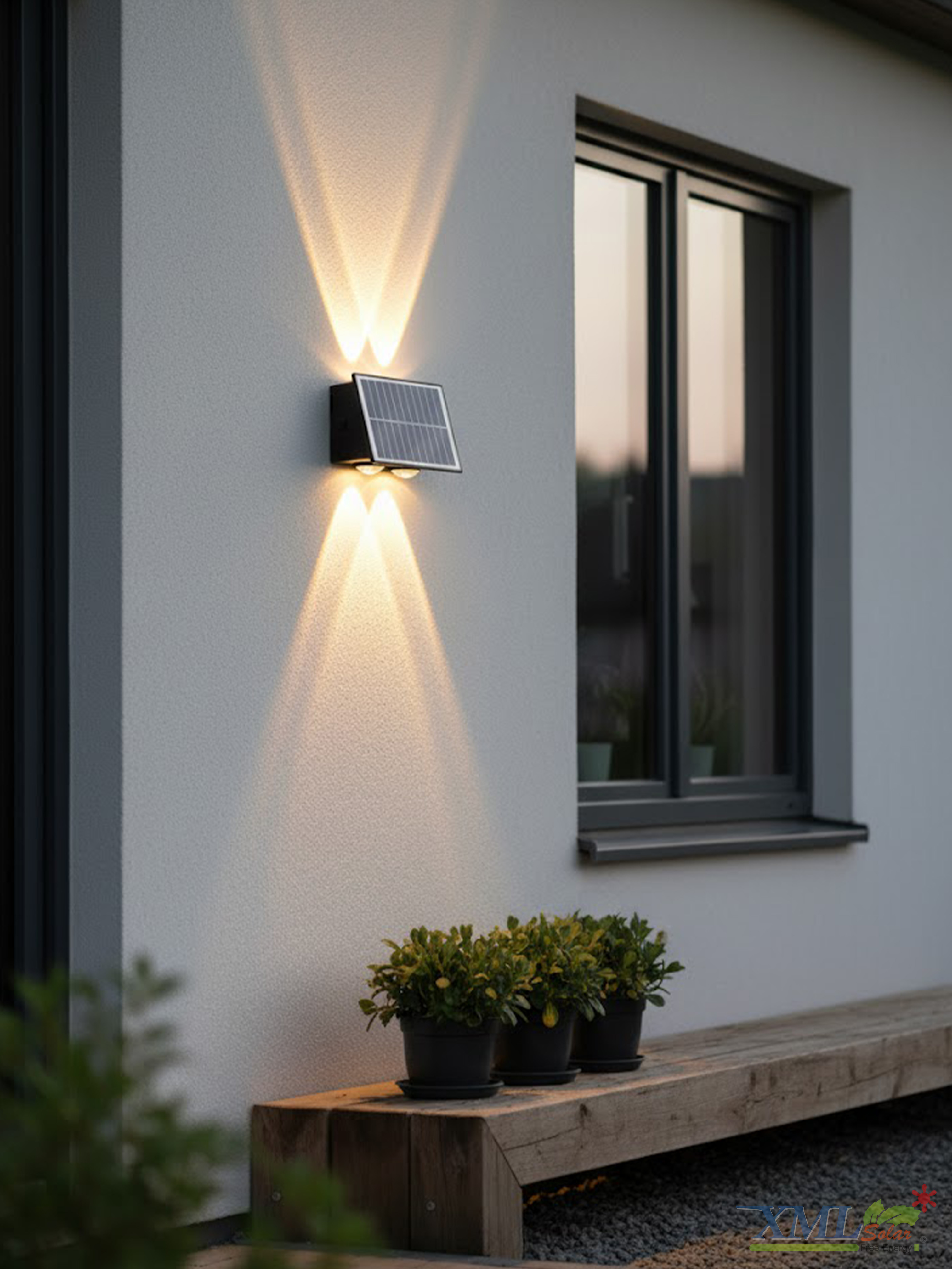 โคมไฟผนังโซล่าเซลล์ LED ส่องบน-ล่าง รุ่นใหม่!