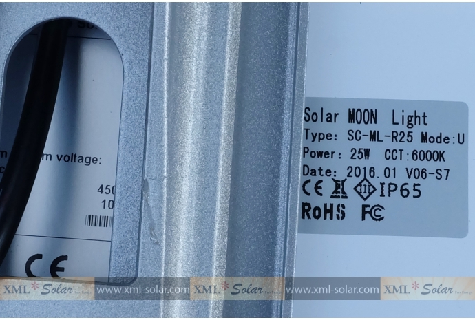 โคมไฟโซล่าเซลล์อัจฉริยะ ทรงโคมกลม รุ่น 25 Watt Monocrystalline (เเสง : ขาว)