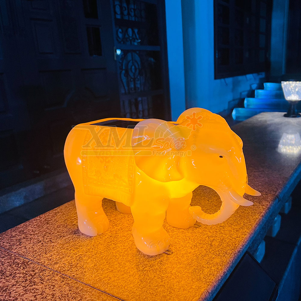 ไฟตุ๊กตาโซล่าเซลล์ ประดับสวน รูปช้าง รุ่น JD-DX88 (เปิดได้ 2 แสง)