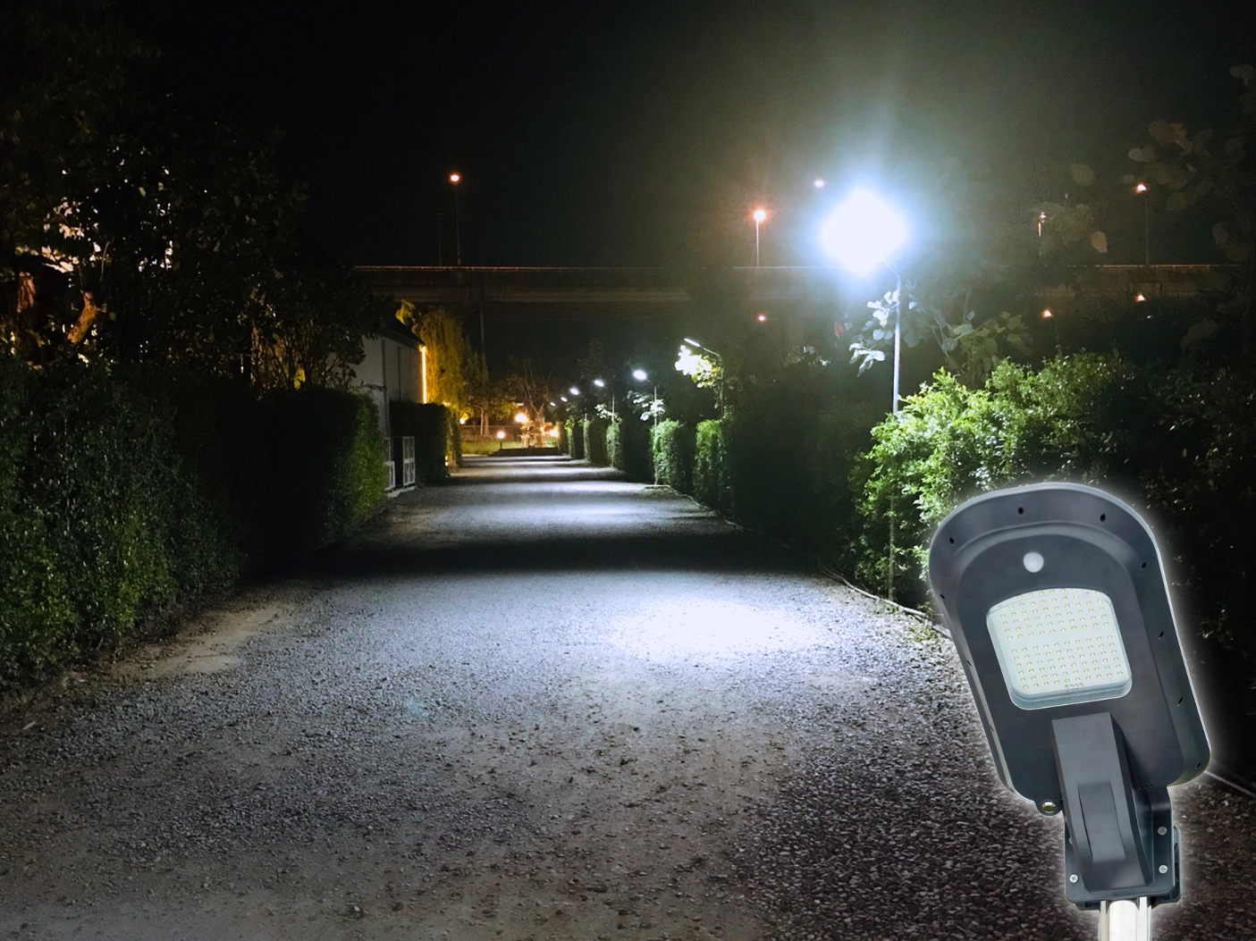 โคมไฟถนนโซล่าเซลล์ สีเทา 1200 lumens+Motion sensor (แสง ขาว )