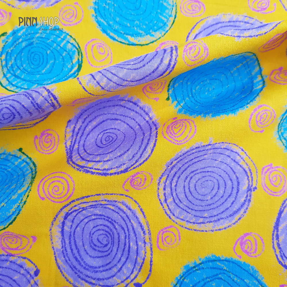 ผ้าญี่ปุ่น kokka (ลาย วงกลมพื้นเหลือง)