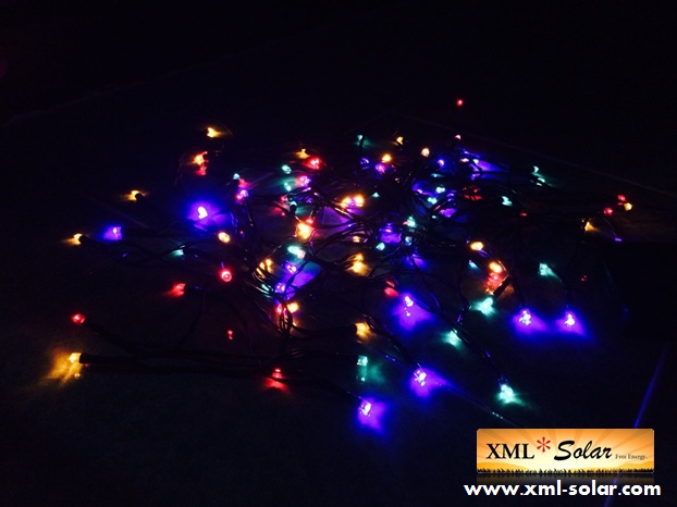 ไฟกระพริบโซล่าเซลล์ 100 LED (เเสง : ผสม 4 สี)