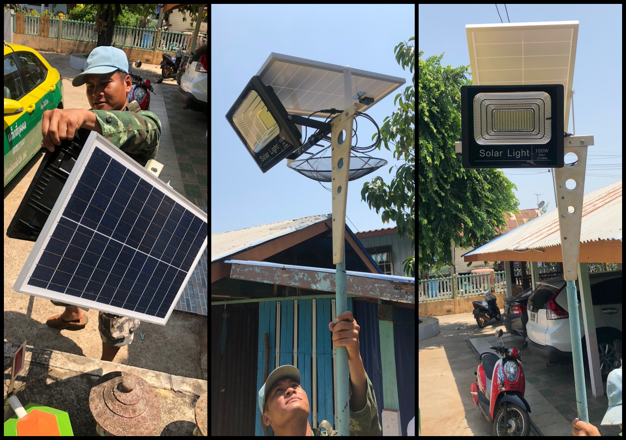 สปอร์ตไลท์โซล่าเซลล์ 100 W. รุ่นใหม่ JD8800L (แสง : ขาว)