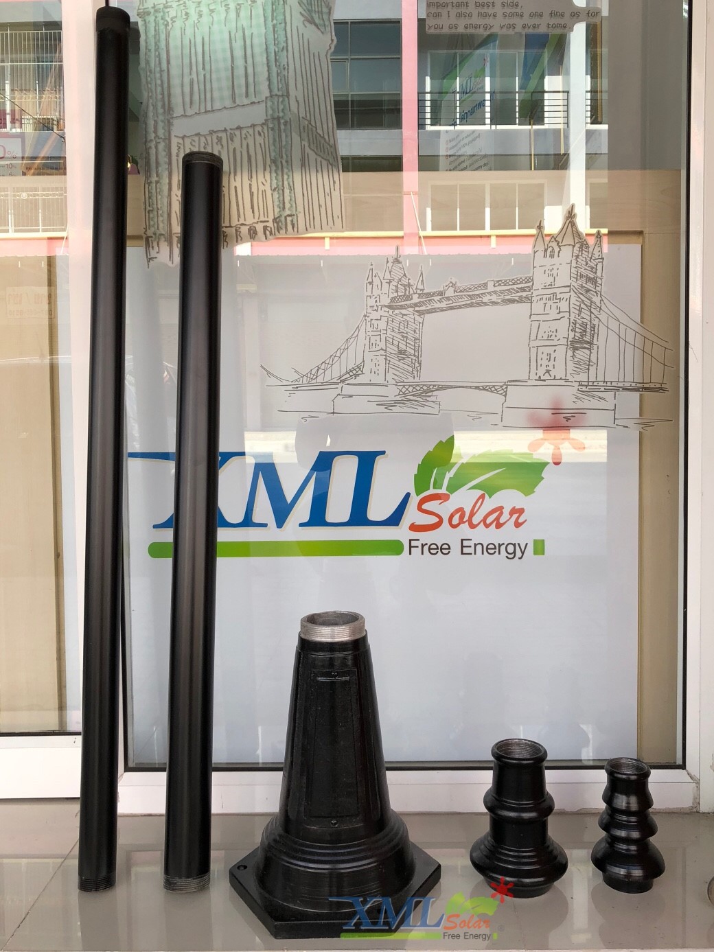 เสาไฟสนาม อะลูมิเนียม+เหล็กชุบดำ สูง 2.8 เมตร