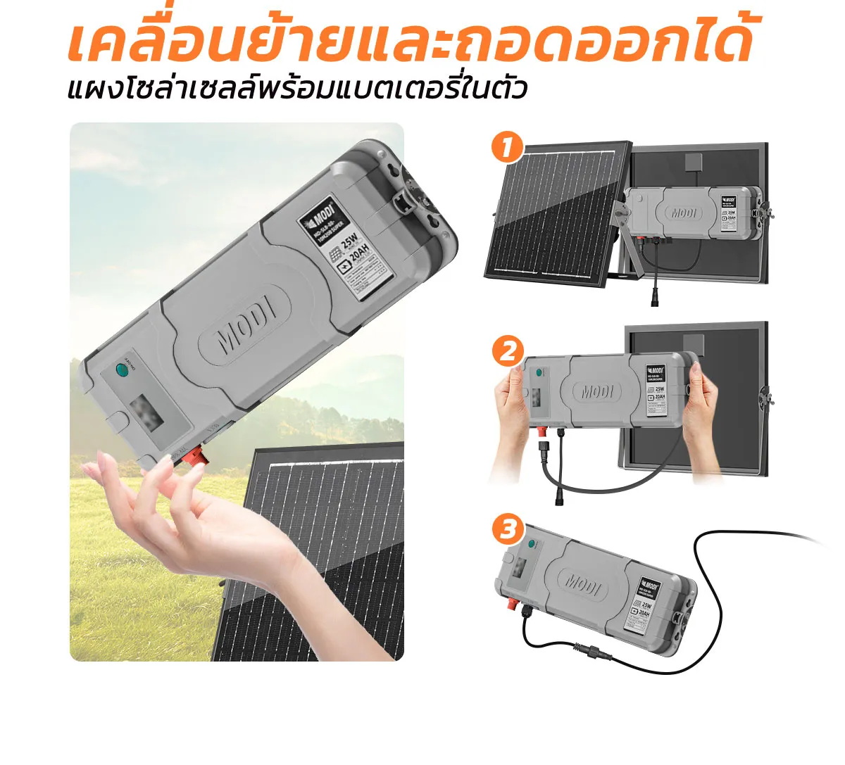 ไฟเส้นโซล่าเซลล์ รุ่น MD-SOLAR-SL10M / 20M / 30M / 50M (แสงเหลืองวอมไวท์)