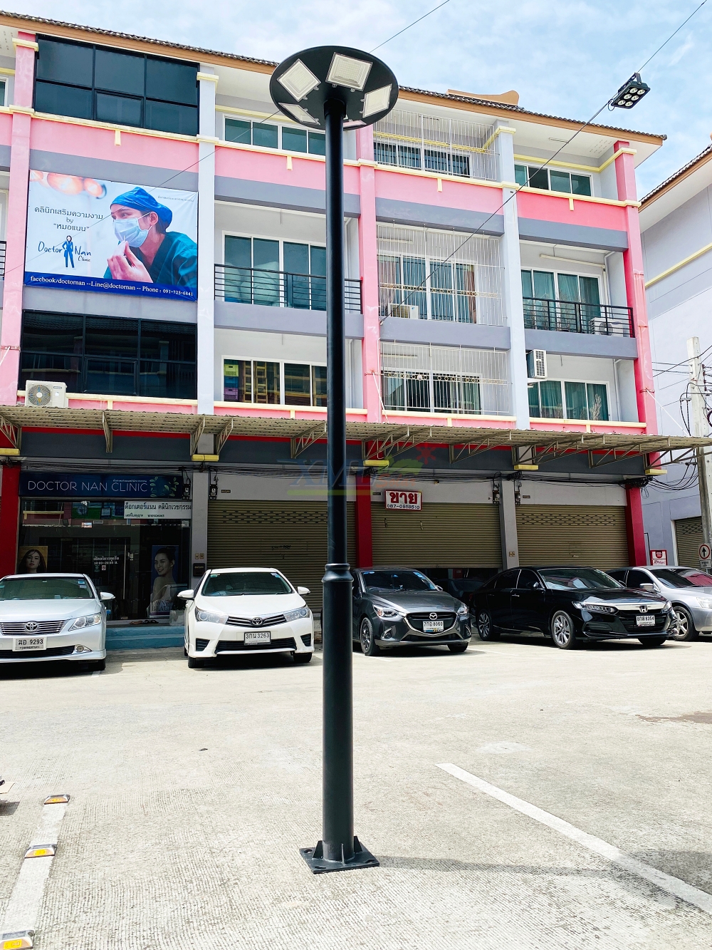 เสาเหล็กชุบไฟสนาม อะลูมิเนียบชุบดำ สูง 3 เมตร