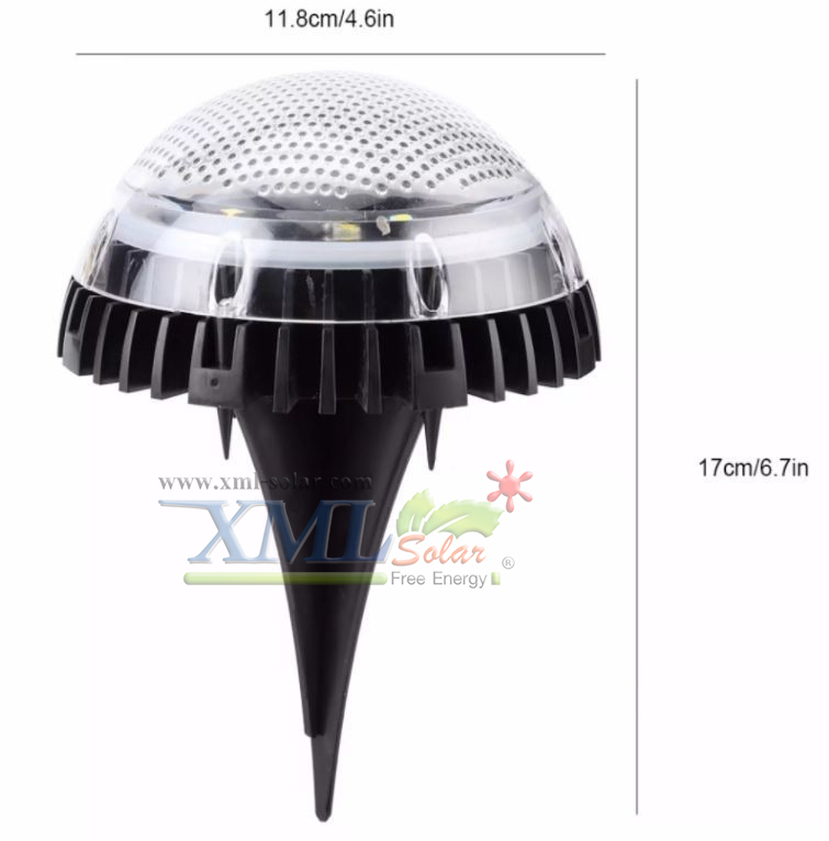 โคมไฟฝังพื้นโซล่าเซลล์ 8 LED ทรงกลมนูน (เเสง : ขาว)