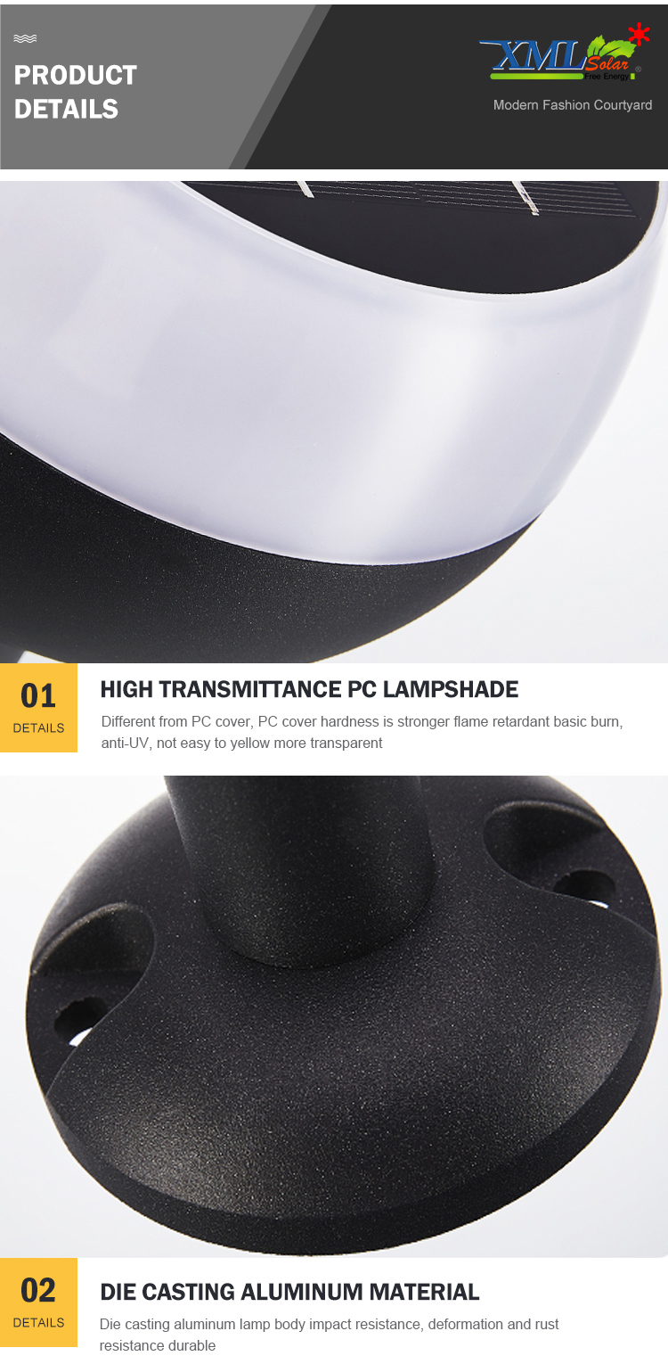 โคมไฟหัวเสาโซล่าเซลล์ รุ่น TZ-404 (แสงขาว + เหลืองวอมไวท์)