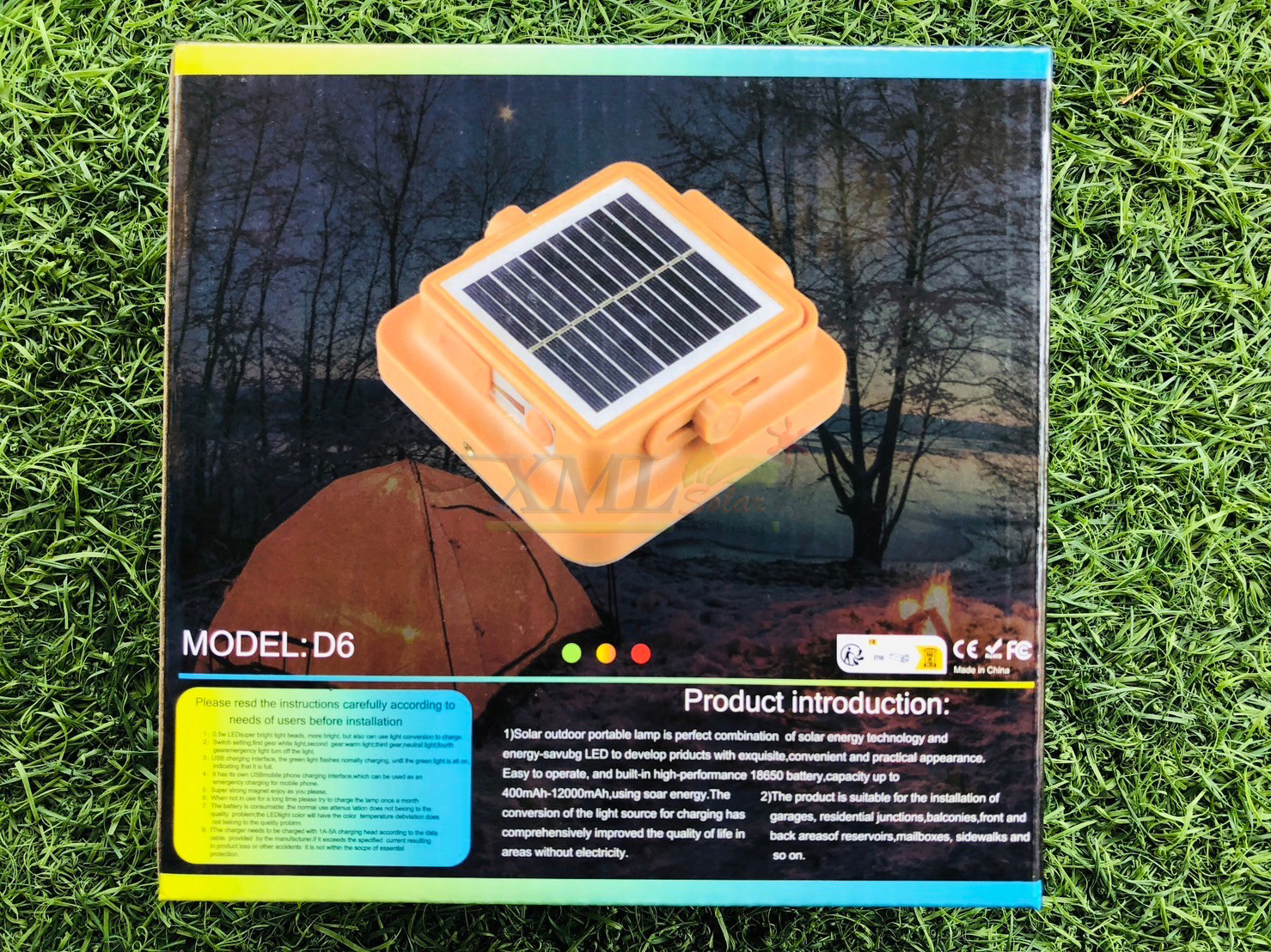 โคมไฟพกพาโซล่าเซลล์ 1800 Lumen รุ่น MD-SL-D6-200W-ORG (เปิดได้ 3 แสง)