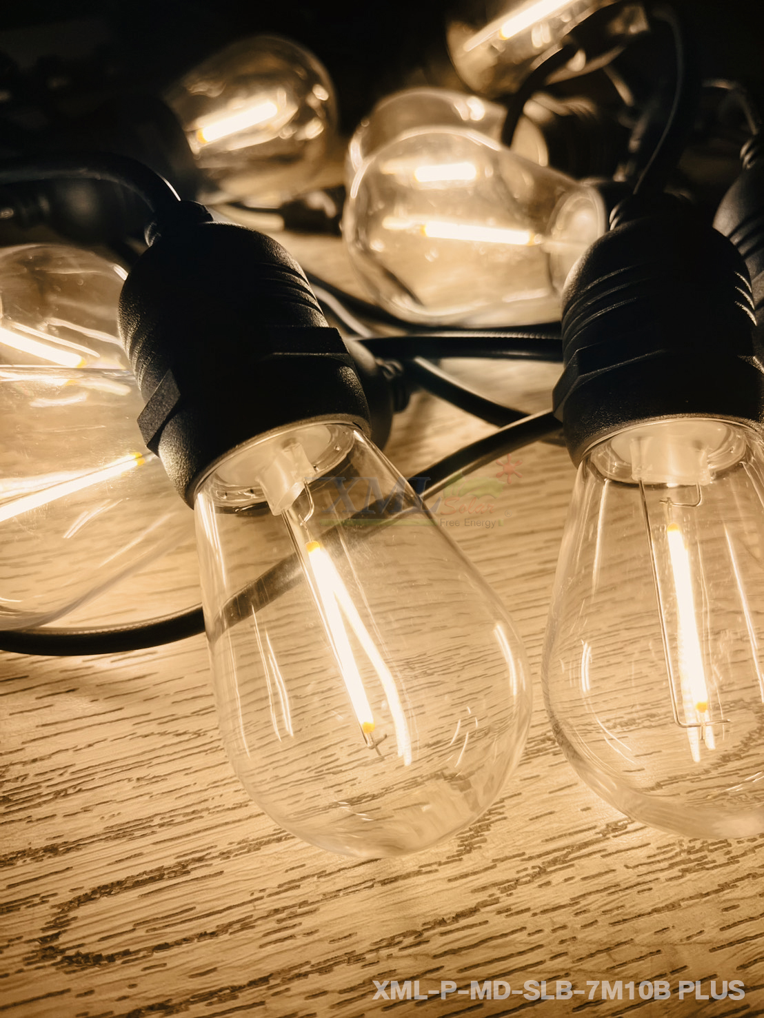 ไฟกระพริบโซล่าเซลล์ หลอดไส้ทรงรี 7/10/20 หลอด รุ่น MD-SLB (เเสง : เหลืองวอมไวท์)